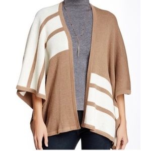 Walker Alpaca Wool Blend Brochu Visit Cream brow Cardigan City Poncho size OS